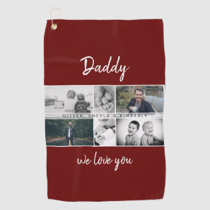 Toalla De Golf Padre con hijos y Collage de fotos de papá de fami