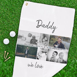 Toalla De Golf Padre con hijos y Collage de fotos de papá de fami