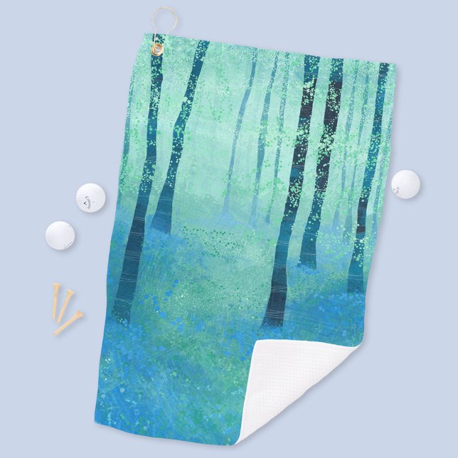 Toalla De Golf Paiintado de Bluebell Woodland (Bluebell woodlands forest abstract art golf towel)