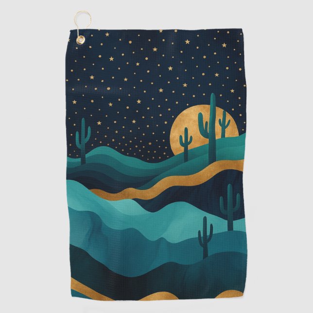 Toalla De Golf Paisaje nocturno del Desierto Dorado - Resumen del (Anverso)
