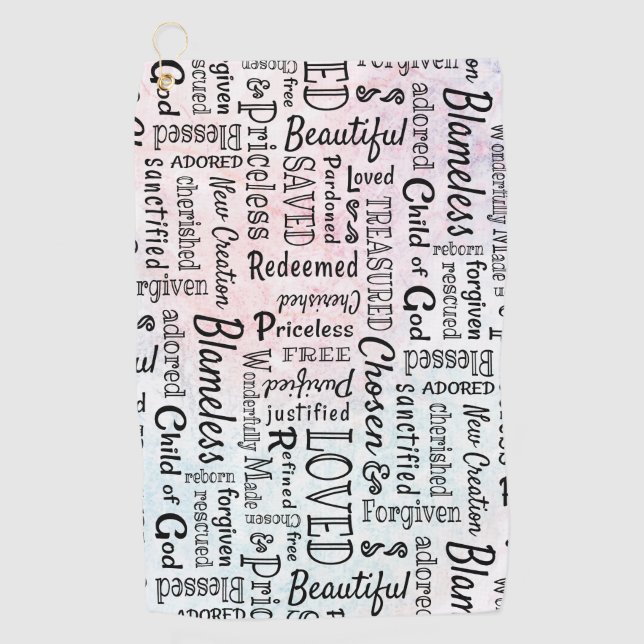 Toalla De Golf Palabras cristianas atesoradas de afirmación (Anverso)