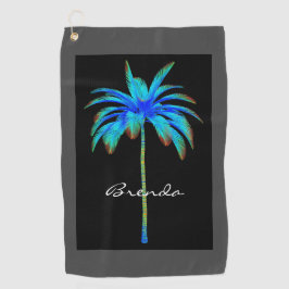 Toalla De Golf Palmera tropical personalizada de la turquesa