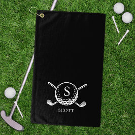 Toalla De Golf Palos de Golf Clásicos Blanco Negro Monograma Nomb