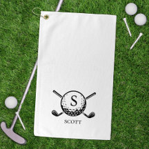 Palos de Golf Clásicos Monograma Nombre Negro Blan