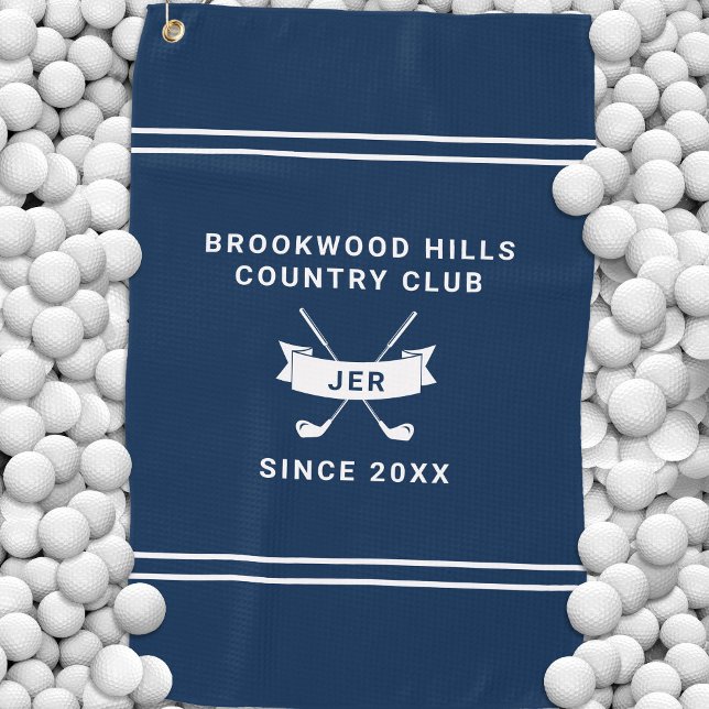 Toalla De Golf Palos de Golf Modern Golfer Monograma Iniciales Az (Modern Golfer Monogram Initials Golf Clubs Blue Golf Towel)