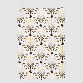 Toalla De Golf Palos de golf | Oro + Negro. Blanca