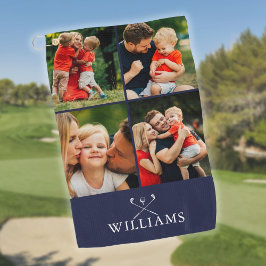 Toalla De Golf Palos de Golf Personalizados Collage de Fotos Azul