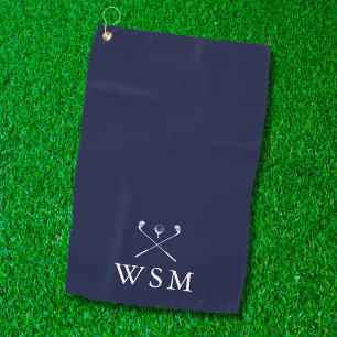 Toalla De Golf Palos de golf personalizados con monograma azul ma