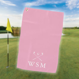 Toalla De Golf Palos de golf personalizados con monograma rosa