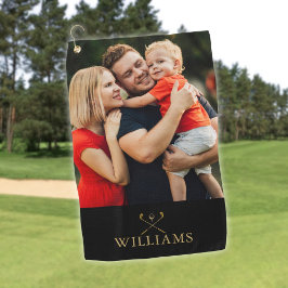Toalla De Golf Palos de Golf Personalizados en Negro y Dorado con