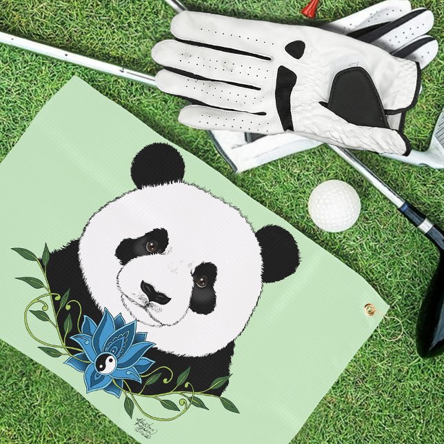 Toalla De Golf Panda Bear Lotus Flower Blue (Subido por el creador)
