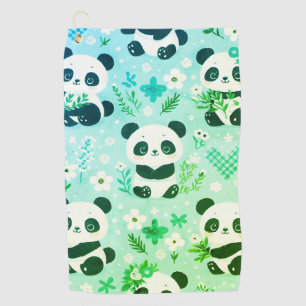 Toalla De Golf Panda Patrón de oso Impresión verde