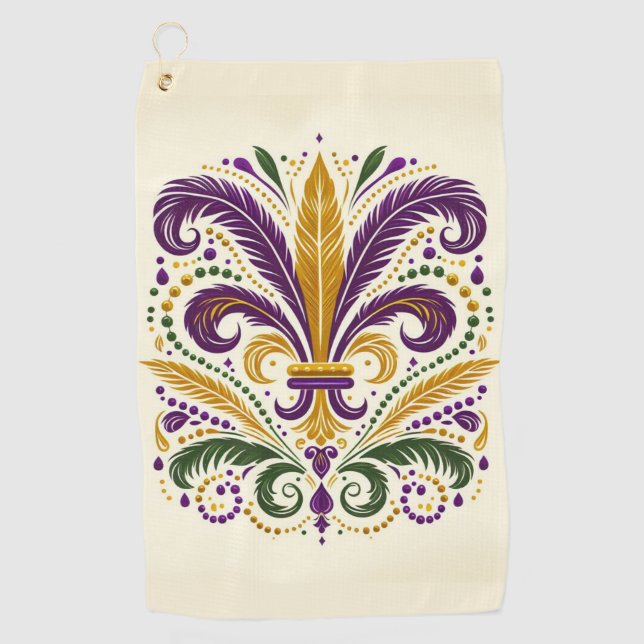 Toalla De Golf Pañuelos de lis amarillo, violeta verde (Anverso)