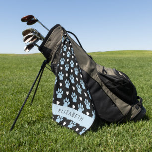Toalla De Golf Papas de perro, patas azules, corazones blancos, t