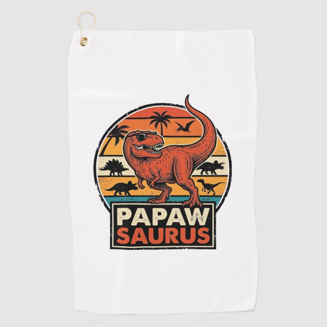 Toalla De Golf Papawsaurus Diseño Vectorial Retro Dinosaurio Atar (Anverso)