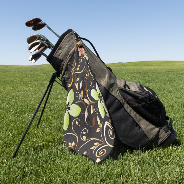 Toalla De Golf Papel de pared de flores 4 (Verde)