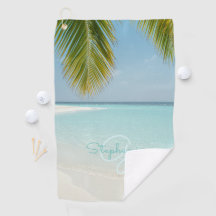 Paraíso de Playa Tropical Monograma Elegante Palm