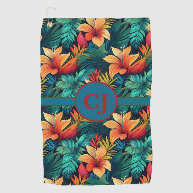 Toalla de golf paraíso tropical turquesa (Anverso)