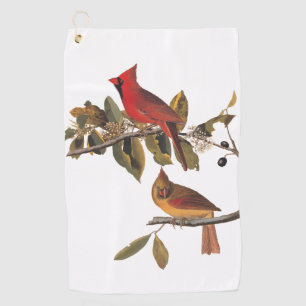 Toalla De Golf Pareja de cardenales auduónicos en un árbol de alm