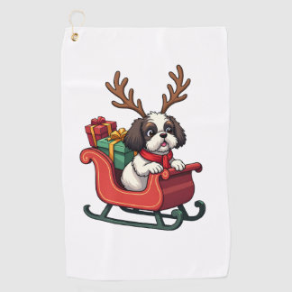 Toalla De Golf Paseo en Trineo de Santa Shih Tzu