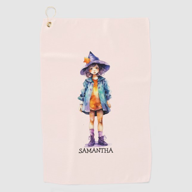 Toalla De Golf Pastel Cute Witch Chica Halloween Estética (Anverso)