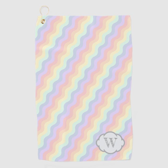 Toalla De Golf Pastel Rainbow Waves Golf Toalla (Anverso)