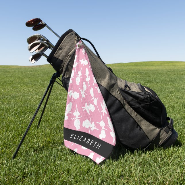 Toalla De Golf Patrón Ballerina, Chicas de ballet, baile, tu nomb (Verde)