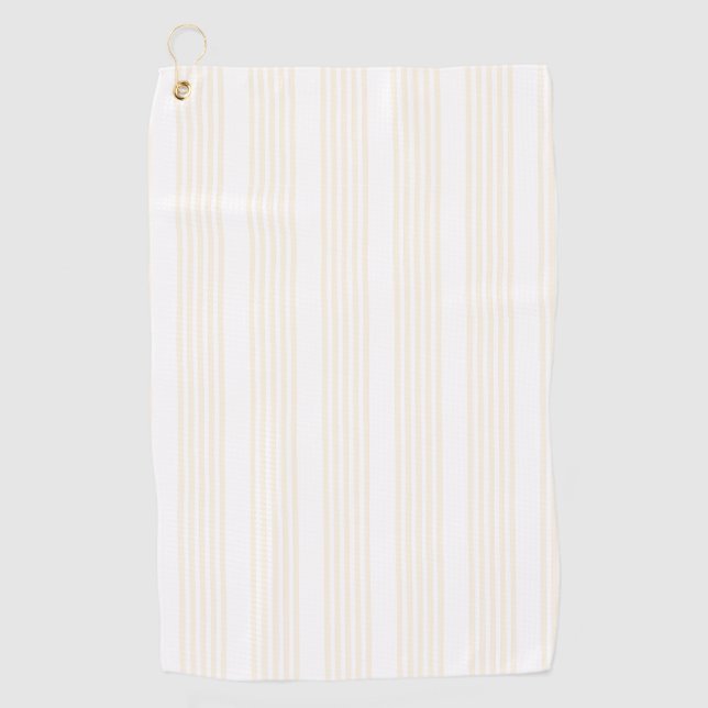 Toalla De Golf Patrón beige y blanco de cinco rayas (Anverso)