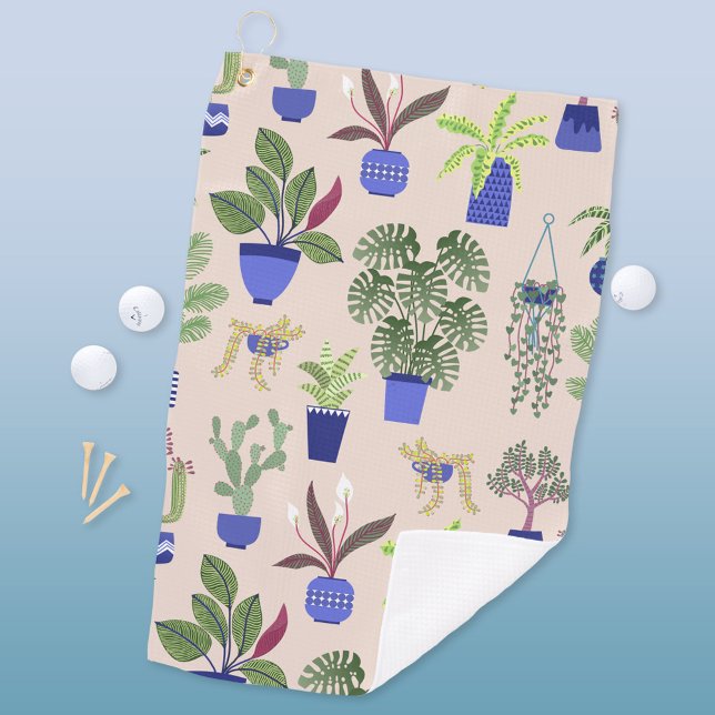Toalla De Golf Patrón Cactus Rosa (Cactus houseplant succulent cacti pattern golf towel)