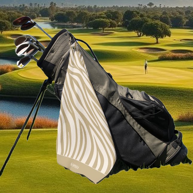 Toalla De Golf Patrón cebra-beige- (Zebra Pattern-Beige- Neutral Golf Towel )