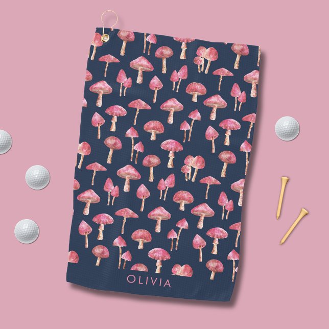 Toalla de golf Patrón de acuarela de hongo (Mushroom pattern personalized golf towel)