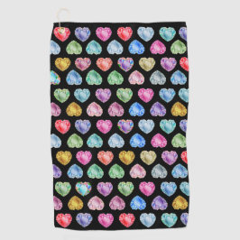 Toalla De Golf Patrón de acuarela del corazón del diamante Cute P