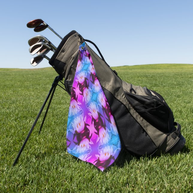 Toalla De Golf Patrón de arte abstracto de flores de Lotus Water  (Verde)