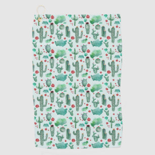 Toalla De Golf patrón de cactus y ladybug - fondo azul claro