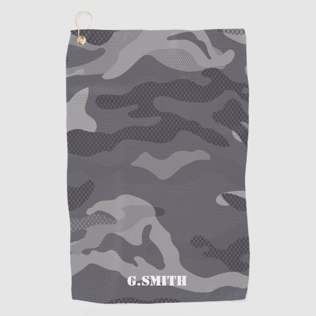 Toalla De Golf Patrón de camuflaje de textura gris Camo (Anverso)