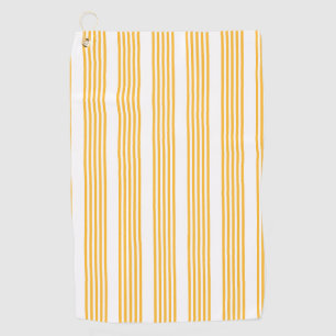 Toalla De Golf Patrón de cinco rayas amarillo y blanco soleado