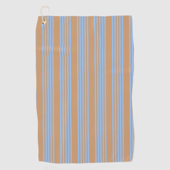 Toalla De Golf Patrón de cinco rayas azul y marrón (Anverso)