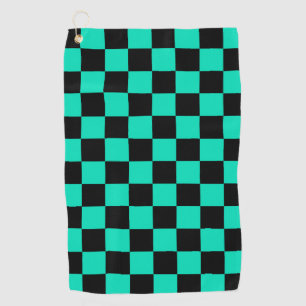Toalla De Golf Patrón de comprobación de negro verde