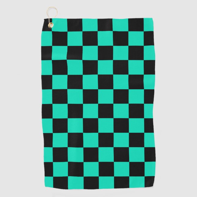 Toalla De Golf Patrón de comprobación de negro verde (Anverso)