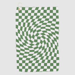 Toalla De Golf Patrón de contraste de color verde oliva y blanco
