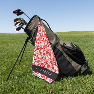 Toalla De Golf Patrón De Corazones, Corazones Rojos, Amor, Tu Nom