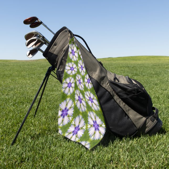 Toalla De Golf Patrón de cornflores blancas (Verde)