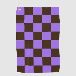Toalla De Golf Patrón de cuadrados retro negro y púrpura