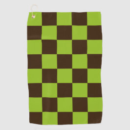 Toalla De Golf Patrón de cuadrados retro negro y verde