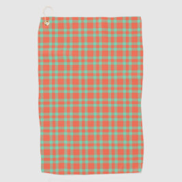Toalla De Golf Patrón de Cuadro Escarlata Aguamarina