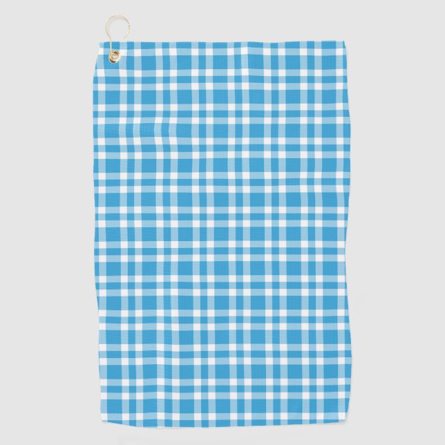 Toalla De Golf Patrón de Cuadro Escocés Azul Blanco (Anverso)