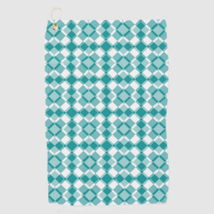 Toalla De Golf Patrón de cuadros argyle blanco teal