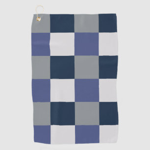 Toalla De Golf Patrón de cuadros azul marino gris blanco