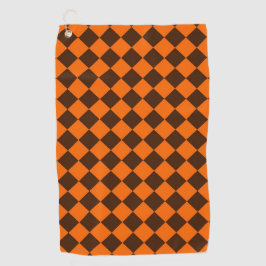 Toalla De Golf Patrón de cuadros de diamante naranja marrón