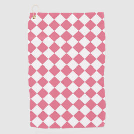Toalla De Golf Patrón de cuadros de diamante rosa blanco